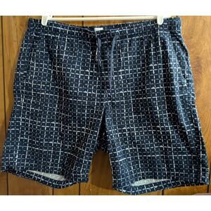 Gap 9"‎ Easy Shorts Mens Size XL Cotton Blue White Elastic Waist Pockets Pull ON